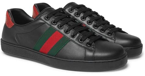 ace leather gucci shoes black|gucci ace leather sneaker review.